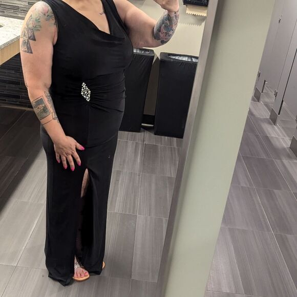 Collection DressBarn‎ Size 10 Women's Black Fitted Bodycon Maxi Dress with Slit - Picture 2 of 11